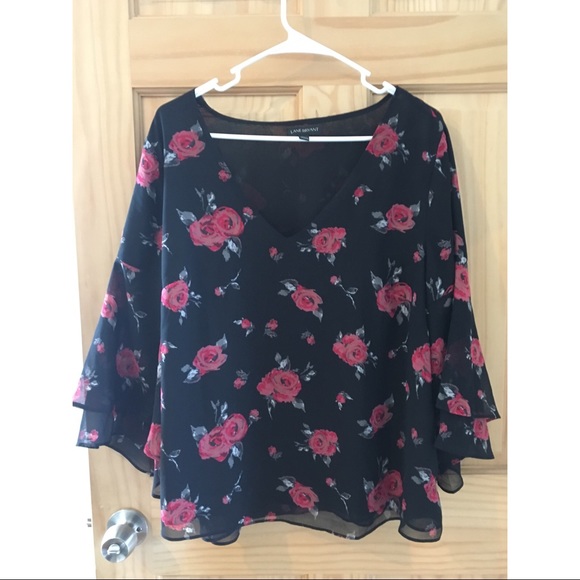 Lane Bryant Tops - Floral top with short bell sleeves